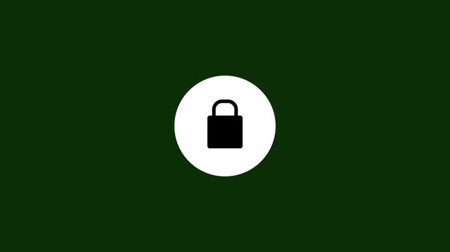 Black padlock icon inside white circle on dark green background