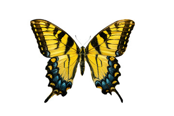 Naklejka premium A yellow and black swallowtail butterfly on transparent background.