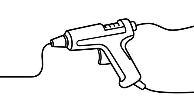 Hot glue gun illustration on white background.
