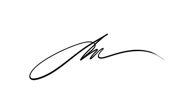 Elegant cursive letter M on white background.