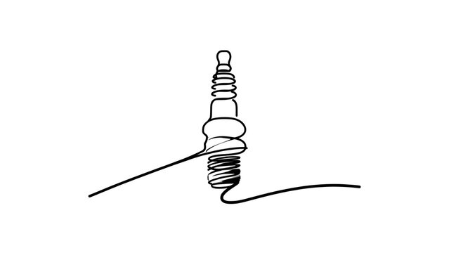 Spark plug line art illustration white background.