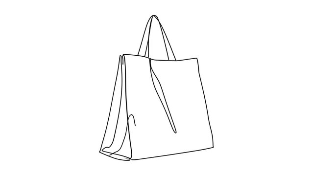 Minimalist tote bag illustration white background.