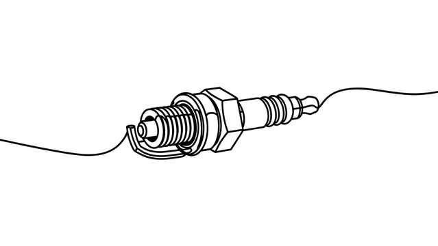 Spark plug with wire on white background.