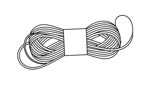 Tangled thread spool illustration white background.