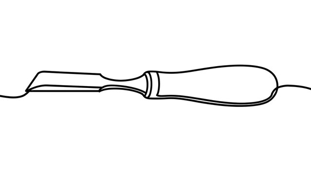 Simple black line art chisel on white background.