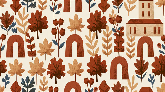 seamless pattern with autumn leaves