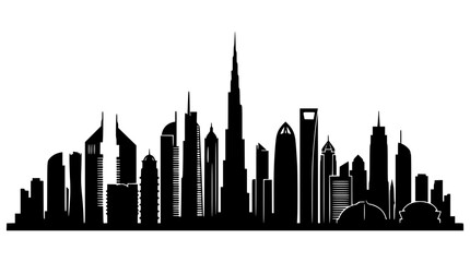Fototapeta premium Dubai City Skyline Silhouette Vector Illustration