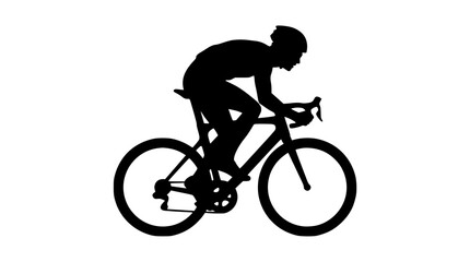 Naklejka premium silhouette of a professional cyclist riding a road bike isolated on white background