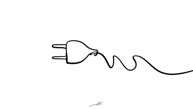 Minimalist power plug icon on white background.