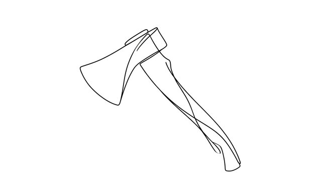 Hand drawn axe illustration on white background.