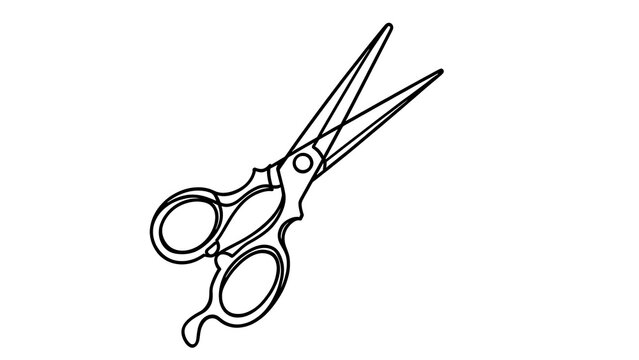 Hair cutting scissors illustration white background.
