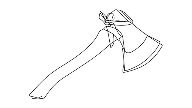 Hand drawn axe illustration on white background.
