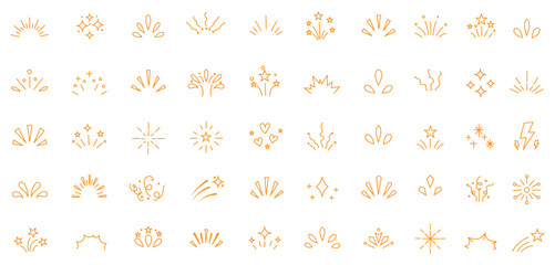 Hand drawn sketch doodle twinkle star vector glitter bright magic light icon set. © Hike Studio 10