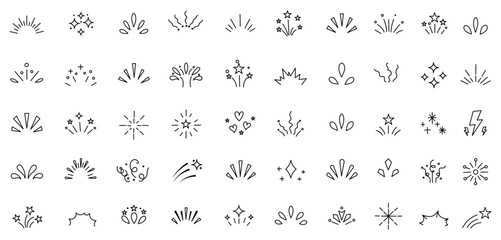 Hand drawn sketch doodle twinkle star vector glitter bright magic light icon set. © Hike Studio 10
