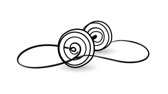 Abstract spiral wire art illustration white background.