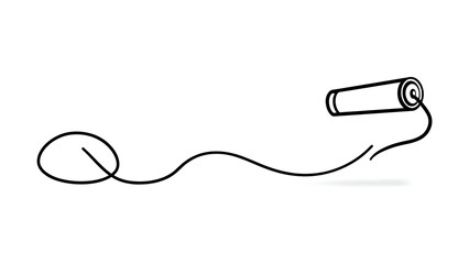 Obraz premium Computer mouse with scroll connected to roll white background.