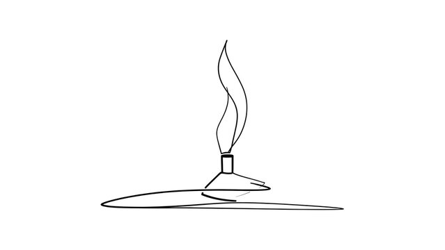 Minimalist candle flame illustration white background.