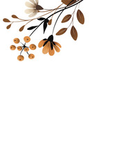 Autumn background, wild flowers, border for greeting cards, invitations and other printing design. Isolated on white. Hand drawing. © Larisa