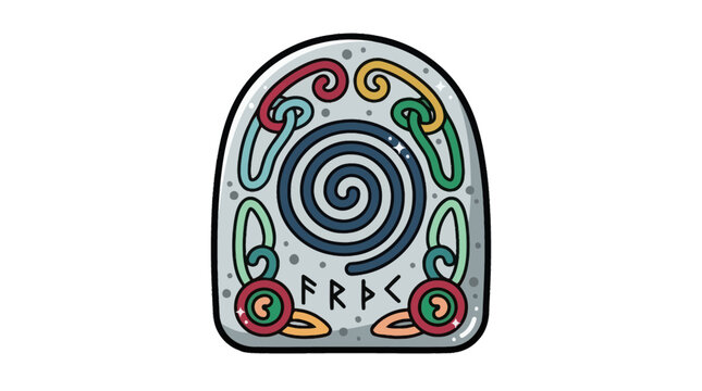 Ancient Rune Stone with Swirl and Celtic Knots