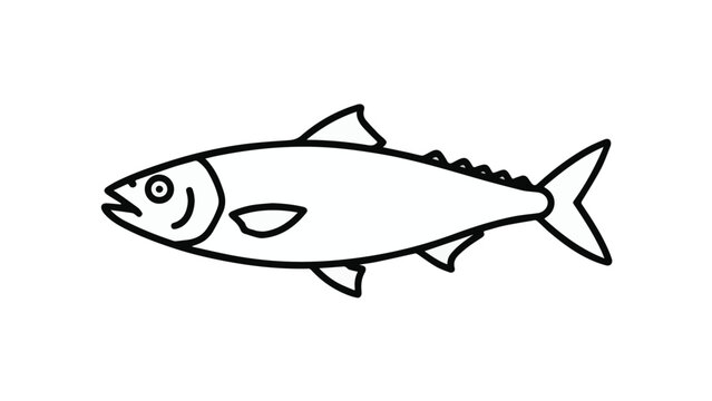 Simple Drawing of a Fish in Black Line Art Suitable for Educational and Artistic Projects