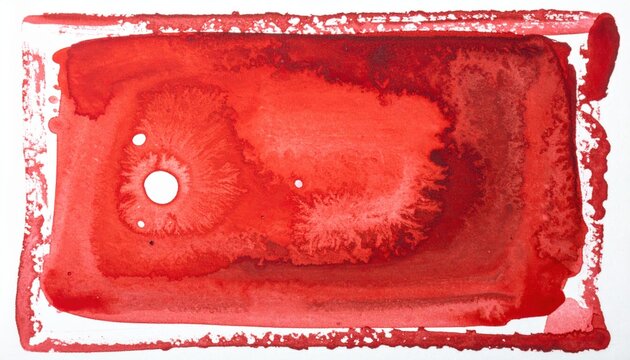 Abstract Red Watercolor Background with Texture and Bubbles - Vibrant Organic Art