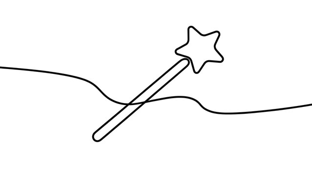 Magic wand with star on white background.