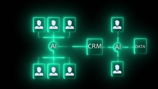 AI and data analysis to identify target audience. Concept of customer segmentation, partner profiling, predictive analytics, CRM system, and strategic business intelligence.