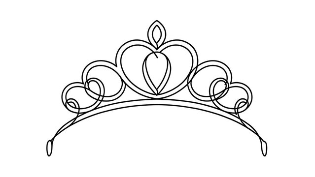 Elegant tiara outline illustration white background.