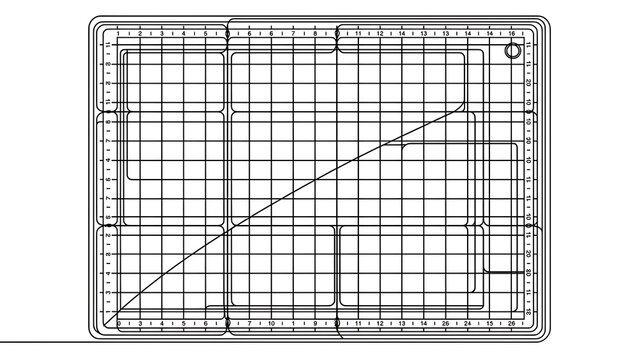 Graph paper with diagonal line on white background.