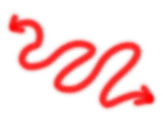 Fototapeta premium Wavy red spray paint arrow with graffiti direction pointing advertising marketing colorful creative as PNG element