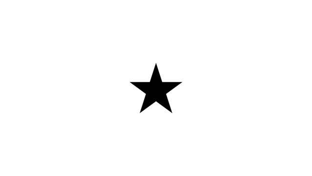 A minimalist, five-pointed geometric star icon featuring a solid black color