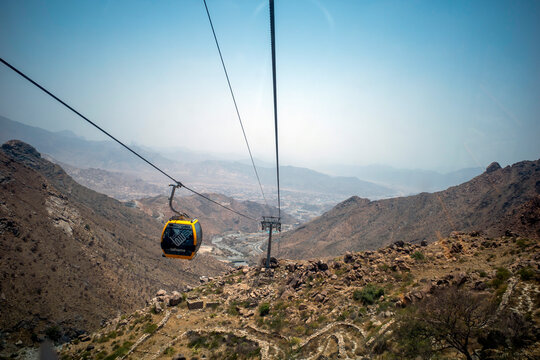 The Taif Cable Cars, also known as Telefric Al Hada, at the Al Hada Cable Car Resort, Taif City, on June 23, 2024, 89 kilometers from Makkah, Saudi Arabia
