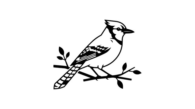 Blue Jay Silhouette Perched on Branch