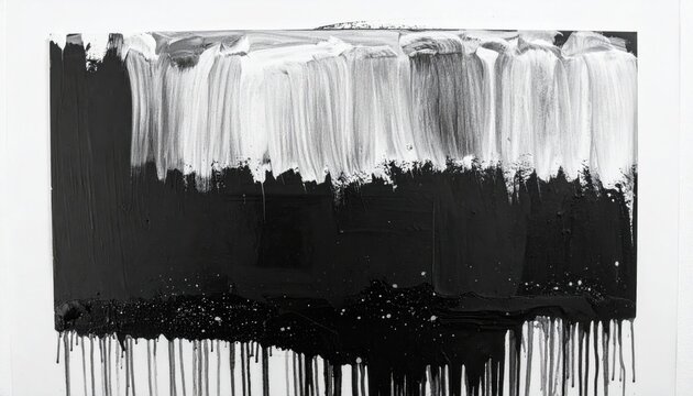 Abstract Black and White Paint Drip Art Background Texture