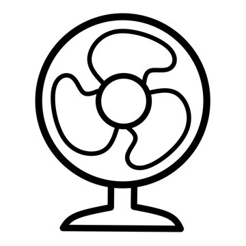 Electric desk fan icon with simple black line design