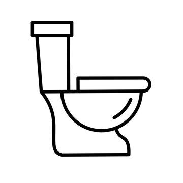 Toilet bowl linear icon for bathroom signage and wayfinding