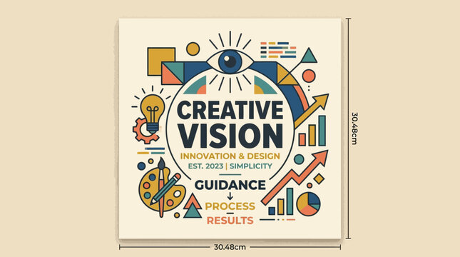 A colorful graphic illustration representing creative vision and business strategy