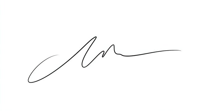 Elegant cursive letter M on white background.