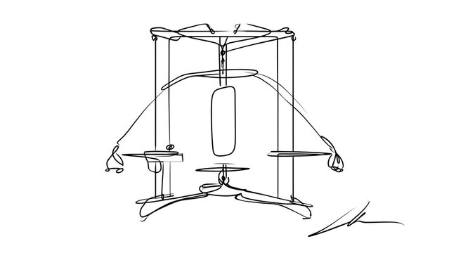 Punching bag gym equipment sketch white background.
