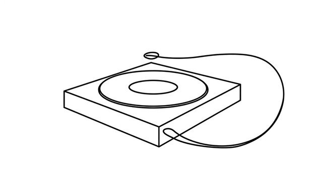 Vinyl record player on white background.