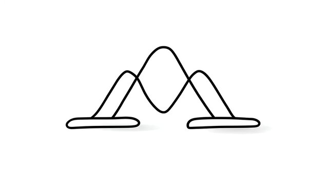 Minimalist mountain line art white background.