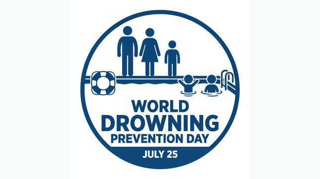 Parents Supervising Children at the Pool - Silhouette Icon for World Drowning Prevention Day