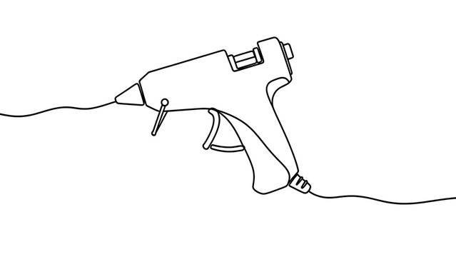 Glue gun drawing on white background.