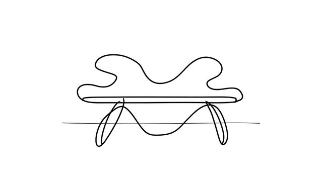 Minimalist line art chair design white background.