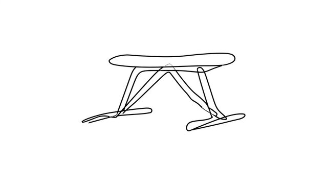 Minimalist stool sketch on white background.