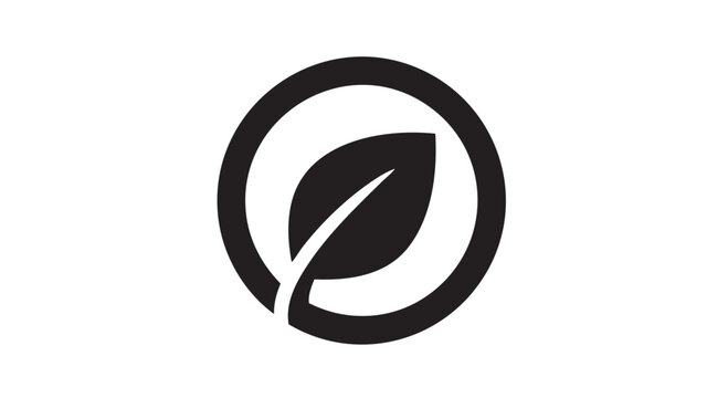Eco friendly leaf icon inside a circular black frame.