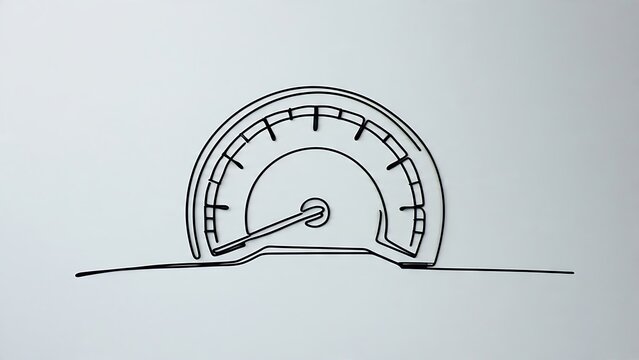 Speedometer line art illustration white background.