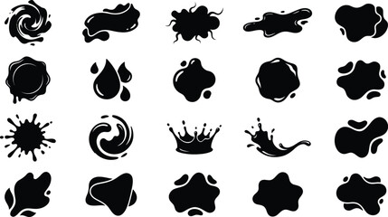 Fototapeta premium Collection of black blob shaped sales badges and splatters on a white background vector illustration