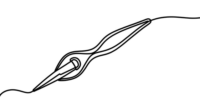 Elegant fountain pen nib drawing on white background.