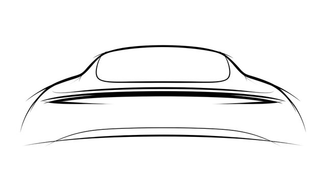 Minimalist car line art illustration white background.